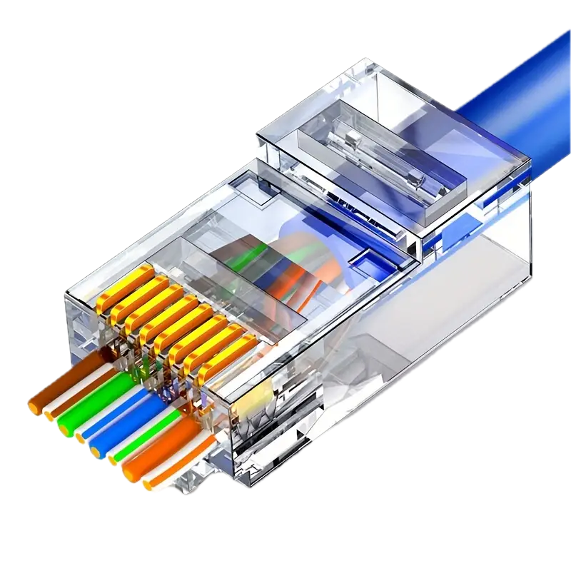 Złącze RJ45 UTP Cat6 przelotowe | Wtyk sieciowy 8P8C, pozłacane styki