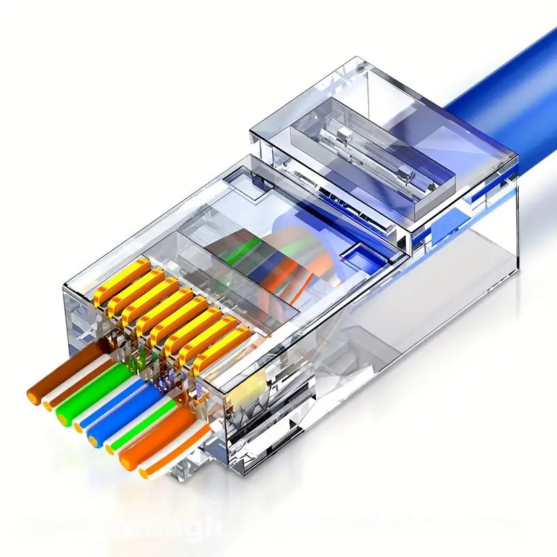 Złącze RJ45 UTP Cat6 przelotowe | Wtyk sieciowy 8P8C, pozłacane styki