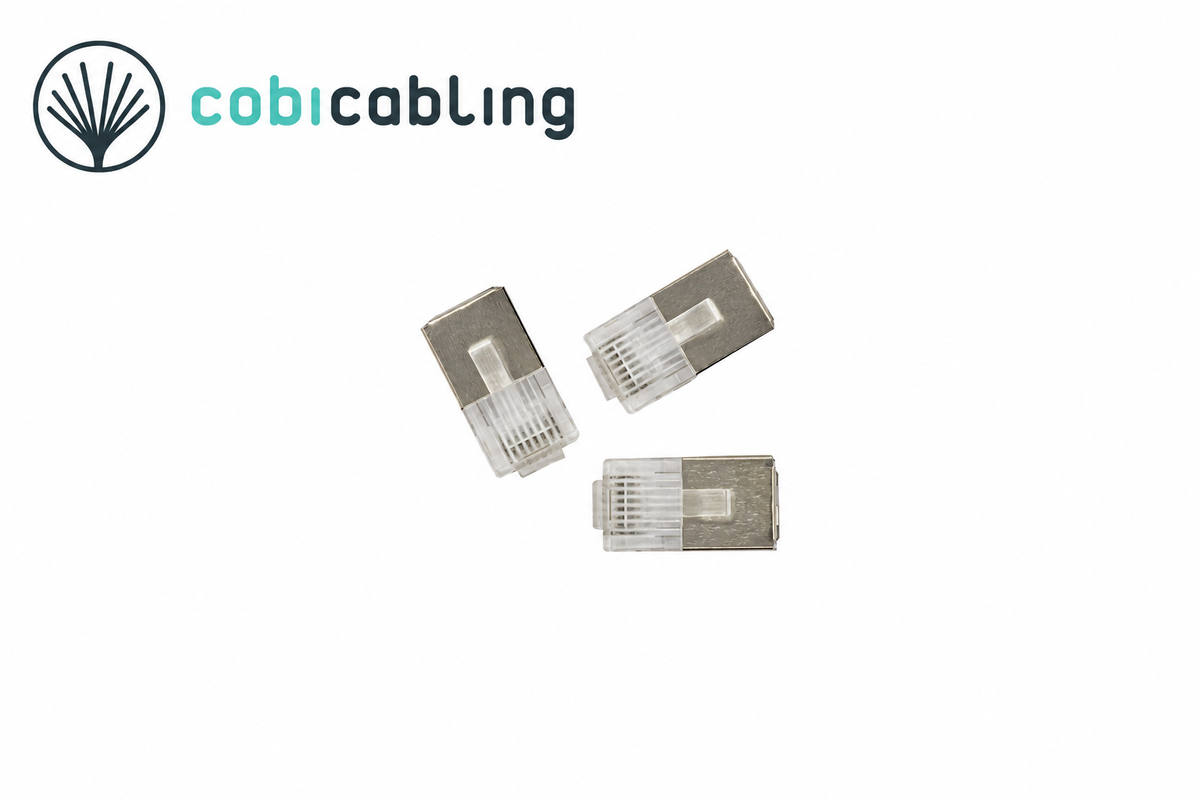 Wtyk RJ45 CobiCabling kat. 6 STP na linkę – WE8P8C-RJ45-F6L – ujęcie 3 z logo CobiCabling