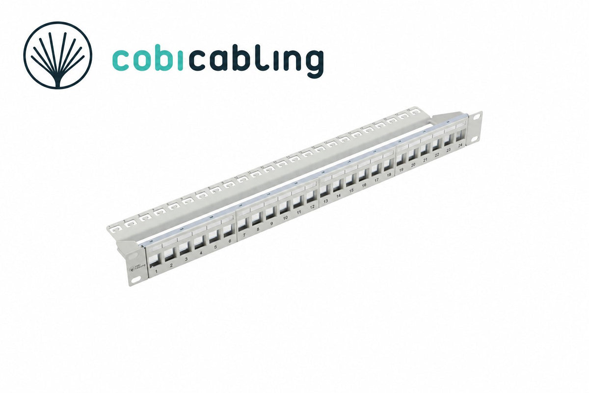 C12-0000 – patchpanel CobiCabling 24 porty 1U, szary, niewyposażony
