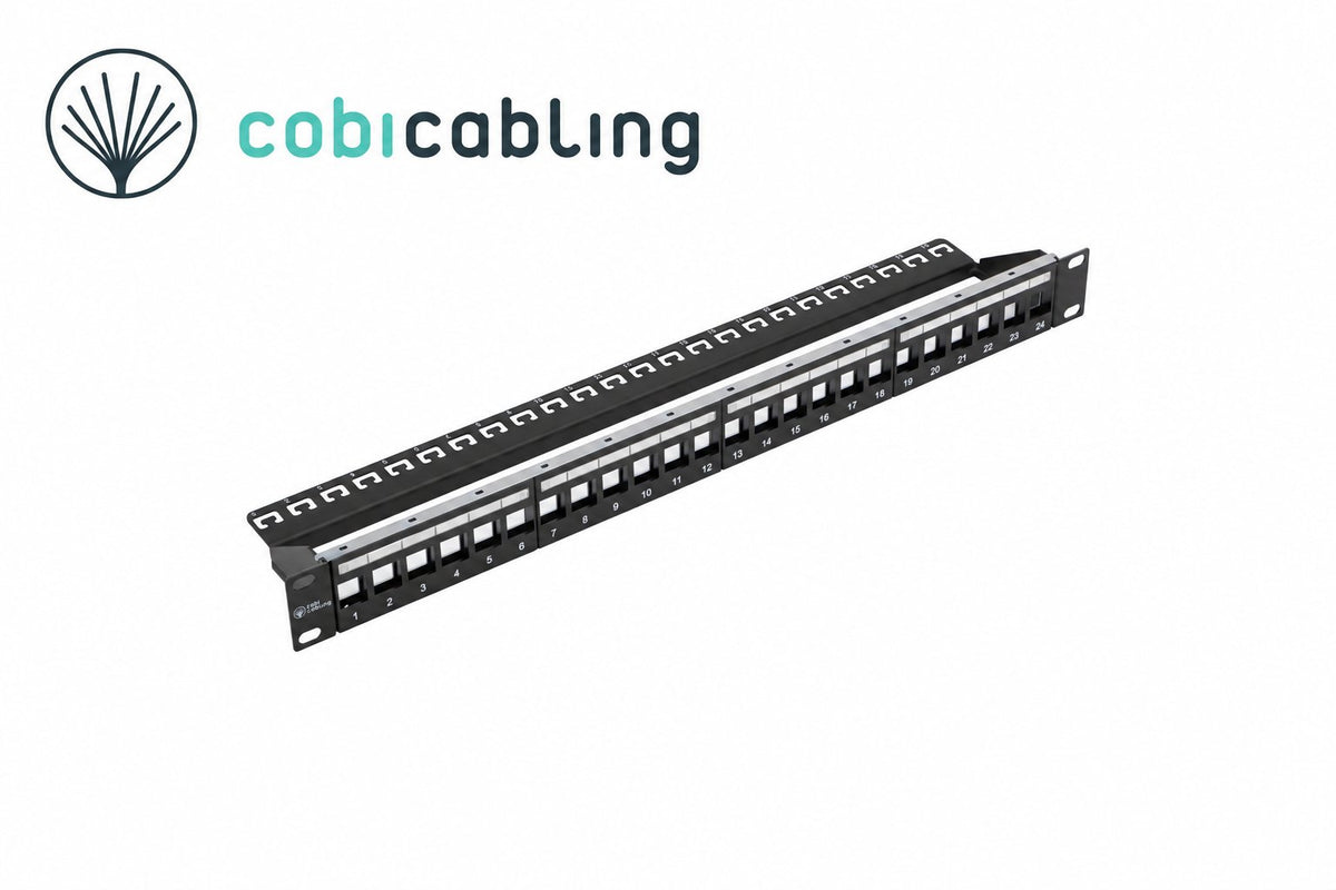 C12-0100 – patch panel CobiCabling 24 porty 1U, czarny, niewyposażony