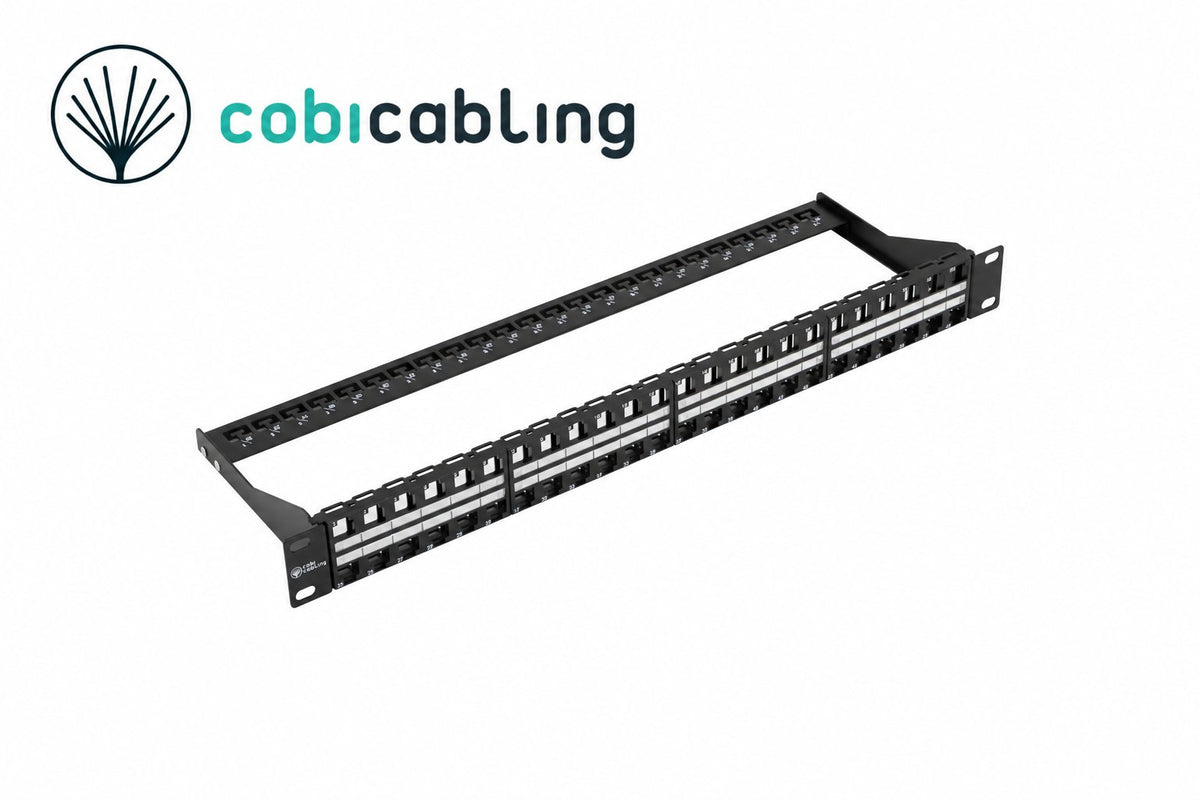 C12-0101 – patchpanel CobiCabling 48 porty 1U, czarny, niewyposażony