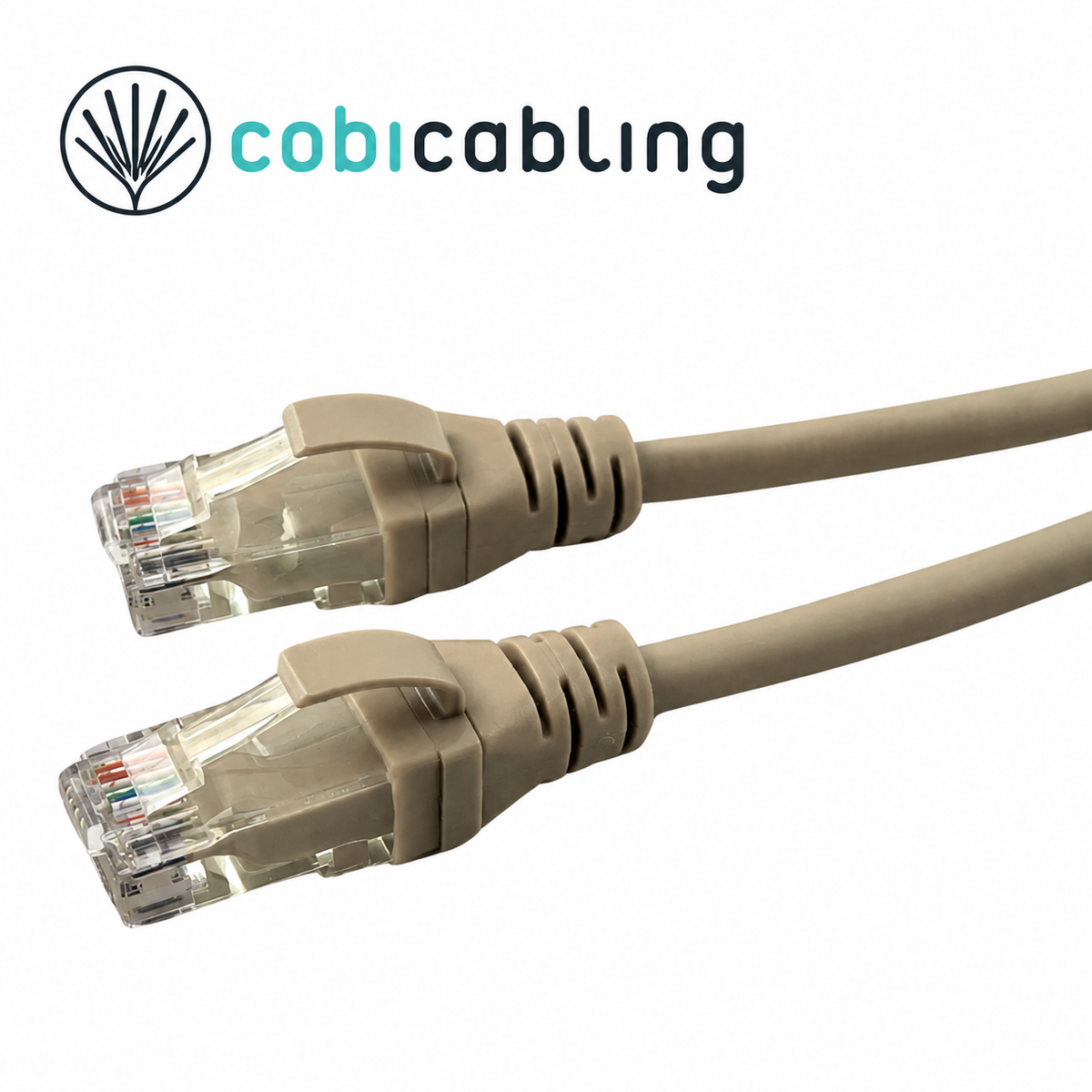 Patchcord CobiCabling kat. 6 U/UTP LSOH z klipsami — zdjęcie z logo CobiCabling