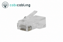 Wtyk RJ45 CobiCabling kat. 6 UTP na linkę – WE8P8C-RJ45-U6L – widok główny z logo CobiCabling