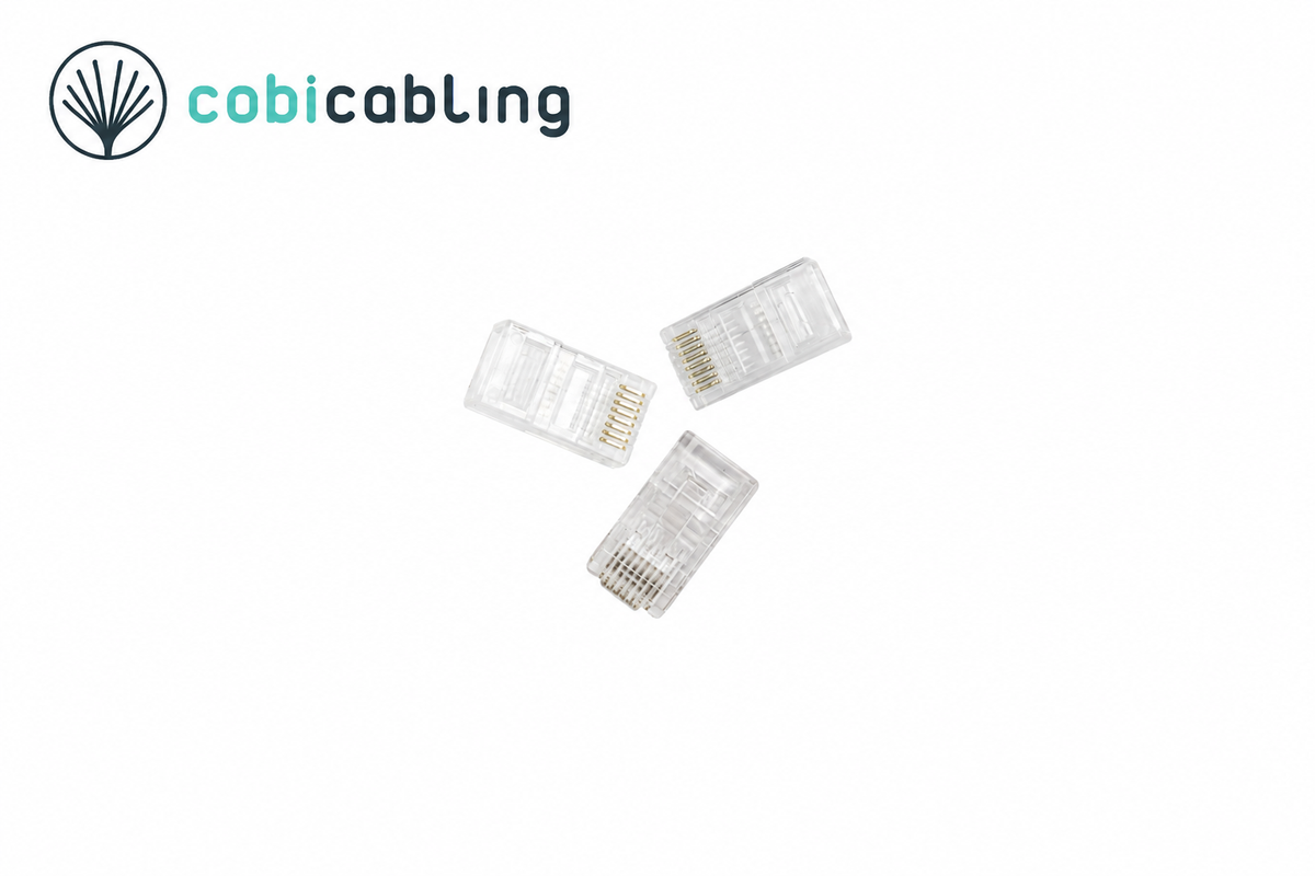 Wtyk RJ45 CobiCabling kat. 6 UTP na linkę – WE8P8C-RJ45-U6L – ujęcie 3 z logo CobiCabling